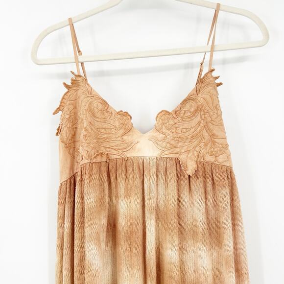 NWT Zara Womens Boho Vacation Embroidered Knit Tie Dye Maxi Dress Size S Beige - Picture 4 of 12